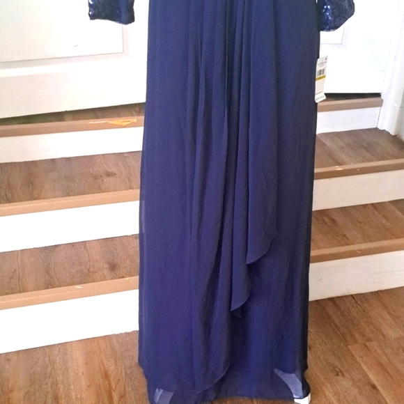 Alex Evening 14 Petite Empire Waist Sequin aline with cascade style 8296784 NWT - Picture 3 of 12